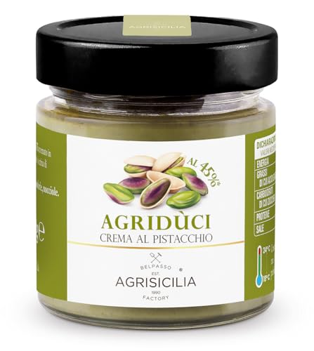 AGRISICILIA Pistazien-Creme 200g I Pistazienaufstrich mit Pistazien aus Sizilien – Pistazienmus Pistazien-Brotaufstrich Pistazienpaste Konfitüre Marmelade – Pistazien aus Italien von Agrisicilia