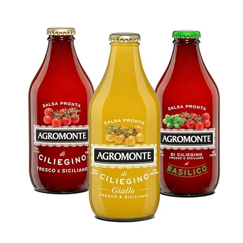 Saucen Trio Agromonte: Kirschtomate, Kirschtomate mit Basilikum und gelbe Kirschtomate 330 gr x 3 Saucen Trio Agromonte: Kirschtomate, Kirschtomate mit Basilikum und gelbe Kirschtomate 330 gr x 3 von Agromonte