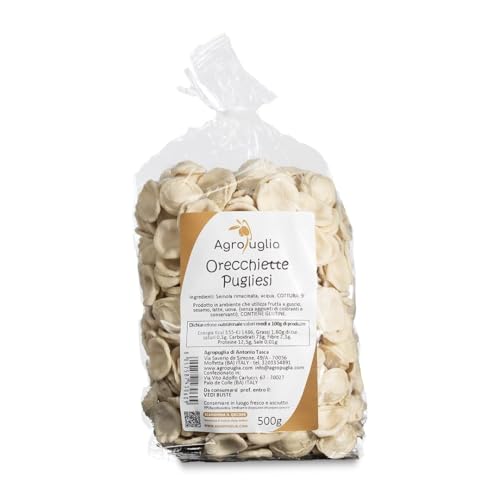 AGROPUGLIA - Apulische Orecchiette, 500g - Traditionelle Pasta aus gemahlenem Hartweizengrieß für einen authentischen Geschmack AGROPUGLIA - Apulische Orecchiette, 500g - Traditionelle Pasta aus gemahlenem Hartweizengrieß für einen authentischen Geschmack von Agropuglia