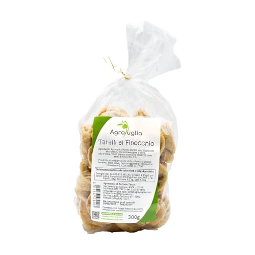 AGROPUGLIA - Apulische Taralli mit Fenchel, 300g - Aromatischer und Knuspriger Geschmack, Traditioneller Handgemachter Snack AGROPUGLIA - Apulische Taralli mit Fenchel, 300g - Aromatischer und Knuspriger Geschmack, Traditioneller Handgemachter Snack von Agropuglia