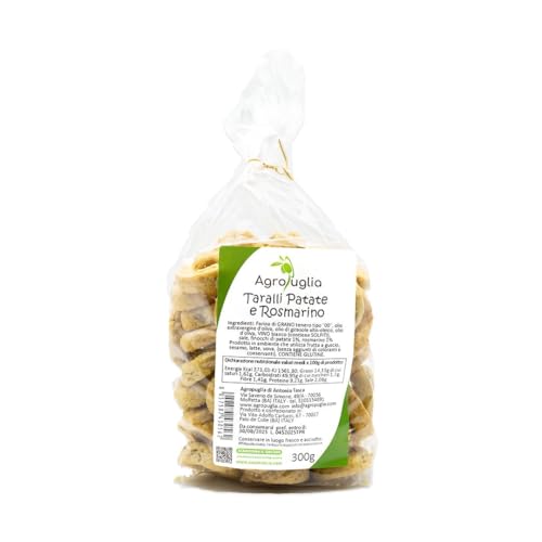 AGROPUGLIA - Apulische Taralli mit Kartoffeln und Rosmarin, 300g - Feiner und Duftender Geschmack, Knuspriger Handgemachter Snack AGROPUGLIA - Apulische Taralli mit Kartoffeln und Rosmarin, 300g - Feiner und Duftender Geschmack, Knuspriger Handgemachter Snack von Agropuglia