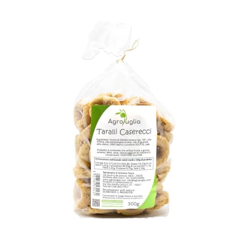AGROPUGLIA - Hausgemachte Apulische Taralli, 300g - Authentischer und Knuspriger Geschmack, Handgemachter Snack aus Tradition AGROPUGLIA - Hausgemachte Apulische Taralli, 300g - Authentischer und Knuspriger Geschmack, Handgemachter Snack aus Tradition von Agropuglia
