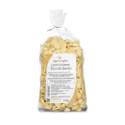 AGROPUGLIA - Kleine Baresi-Orecchiette, 500g - Traditionelle apulische Hartweizengrießpasta für einen authentischen Geschmack von Agropuglia
