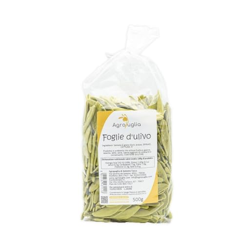 AGROPUGLIA - Olivenblattpasta mit Spinat, 500g - Handgemachte Hartweizengrießpasta, Naturbelassen und mit natürlicher Farbe AGROPUGLIA - Olivenblattpasta mit Spinat, 500g - Handgemachte Hartweizengrießpasta, Naturbelassen und mit natürlicher Farbe von Agropuglia