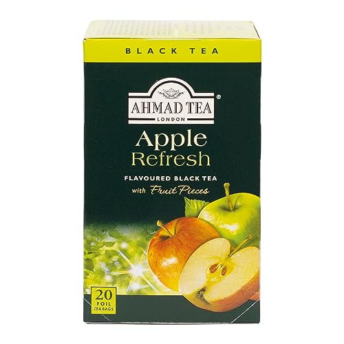 Ahmad Tea - Apple Refresh - Schwarztee mit Apfel - Mit Fruchtstücken - Einzeln Verpackte, Aromaversiegelte Teebeutel mit 2g Tee pro Portion - 20 Stück (1er Pack) von Ahmad Tea