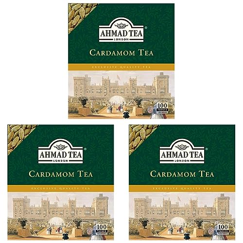 Ahmad Tea - Cardamon Tea | Schwarzteemischung mit Kardamom | 100 Teebeutel á 2 g | Teebeutel mit Band (Packung mit 3) von Ahmad Tea