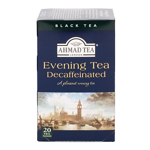 Ahmad Tea Decaffeinated Evening Tea Schwarzer Tee mit Bergamotte-Geschmack 20 Teebeutel mit Band/Tagged, 40 g von Ahmad Tea