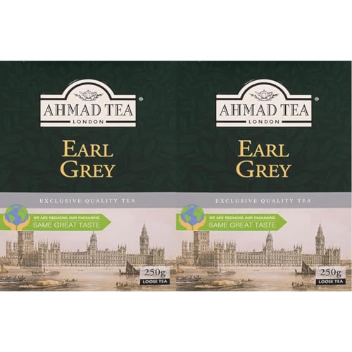 Ahmad Tea - Earl Grey - Schwarzer Assam & Ceylon Tee mit Bergamotte - Größere Teeblätter, Lose - 250g (Packung mit 2) von Ahmad Tea