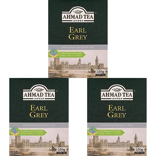 Ahmad Tea - Earl Grey - Schwarzer Assam & Ceylon Tee mit Bergamotte - Größere Teeblätter, Lose - 250g (Packung mit 3) von Ahmad Tea