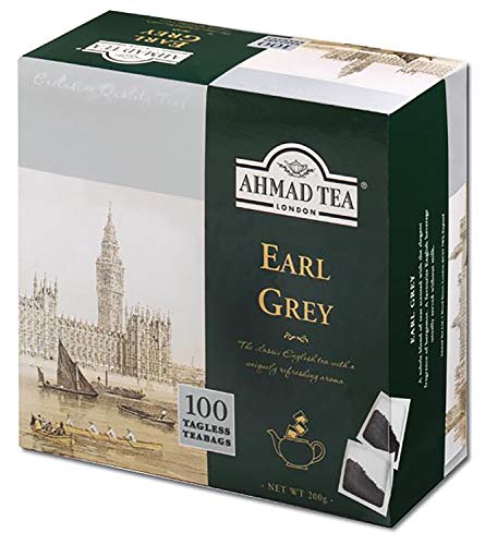 Ahmad Tea - Earl Grey - Schwarztee aus Größeren Teeblättern mit Bergamotte - Englische Teebeutel ohne Band mit 2g Tee pro Portion - 100 Teebeutel von Ahmad Tea