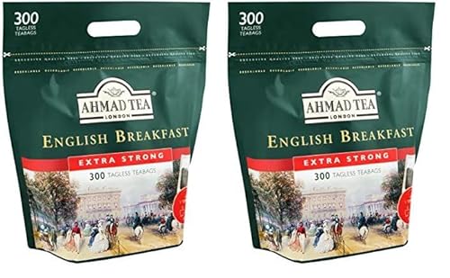 Ahmad Tea - English Breakfast - Schwarzer Frühstückstee - Assam & Ceylon Tee - Englische Teebeutel ohne Band mit 2g Tee pro Portion - Großpackung mit 300 Teebeuteln (Packung mit 2) von Ahmad Tea