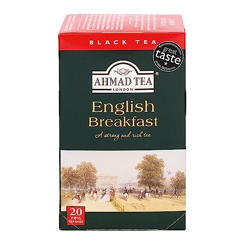 Ahmad Tea - English Breakfast - Schwarzer Frühstückstee - Assam & Ceylon Tee - Einzeln Verpackte, Aromaversiegelte Teebeutel mit 2g Tee pro Portion - 20 Teebeutel mit Band von Ahmad Tea