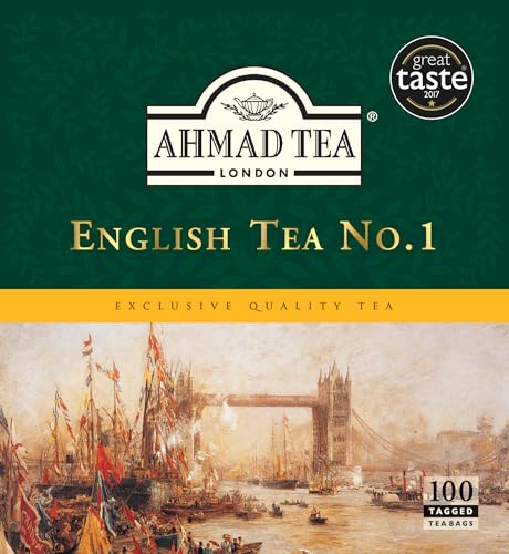 Ahmad Tea - English Tea No. 1 - Schwarztee-Mischung mit Bergamotte - Doppelkammer-Teebeutel mit Band mit 2g Tee pro Portion - 100 Teebeutel Ahmad Tea - English Tea No. 1 - Schwarztee-Mischung mit Bergamotte - Doppelkammer-Teebeutel mit Band mit 2g Tee pro Portion - 100 Teebeutel von Ahmad Tea