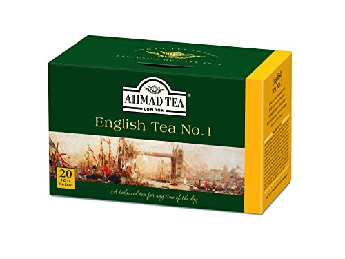 Ahmad Tea - English Tea No. 1 - Schwarztee-Mischung mit Bergamotte - Einzeln Verpackte, Aromaversiegelte Teebeutel mit 2g Tee pro Portion - 20 Teebeutel mit Band von Ahmad Tea