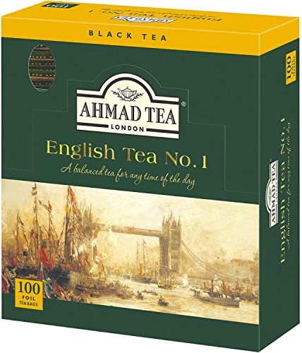Ahmad Tea - English Tea No. 1 - Schwarztee-Mischung mit Bergamotte - Einzeln verpackte, Aromaversiegelte Teebeutel mit 2g Tee pro Portion - 100 Stück" von Ahmad Tea