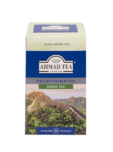 Ahmad Tea - Grüner Tee ohne Koffein - Koffeinfreier Grüntee - Einzeln Verpackte, Aromaversiegelte Teebeutel mit 2g Tee pro Portion - 20 Teebeutel mit Band von Ahmad Tea