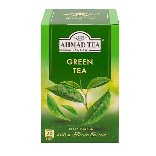 Ahmad Tea - Green Tea - Grüner Tee - Einzeln Verpackte, Aromaversiegelte Teebeutel mit 2g Tee pro Portion - 20 Teebeutel mit Band von Ahmad Tea