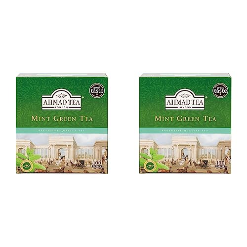 Ahmad Tea - Grüner Tee mit Minze - Großpackung - Doppelkammer-Teebeutel mit Band mit 2g Tee pro Portion - 100 Teebeutel (Packung mit 2) von Ahmad Tea