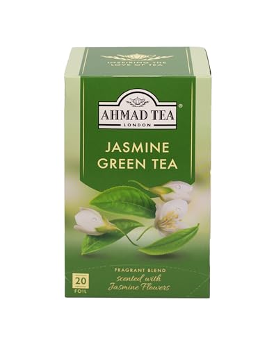 Ahmad Tea – Jasmine Romance | Grüner Tee mit Jasminblüten | 20 Teebeutel á 2 g | Teebeutel mit Band von Ahmad Tea