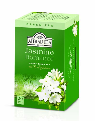Ahmad Tea – Jasmine Romance | Grüner Tee mit Jasminblüten | 20 Teebeutel á 2 g | Teebeutel mit Band von Ahmad Tea