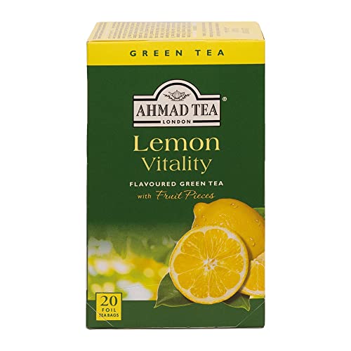 Ahmad Tea – Lemon Vitality | Grüner Tee mit Zitronengeschmack | 20 Teebeutel á 2 g | Teebeutel mit Band von Ahmad Tea