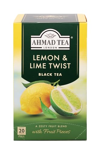 Ahmad Tea - Lemon & Lime Twist - Schwarztee mit Zitrone und Limette - Mit Fruchtstücken - Einzeln Verpackte, Aromaversiegelte Teebeutel mit 2g Tee pro Portion - 20 Teebeutel mit Band Ahmad Tea - Lemon & Lime Twist - Schwarztee mit Zitrone und Limette - Mit Fruchtstücken - Einzeln Verpackte, Aromaversiegelte Teebeutel mit 2g Tee pro Portion - 20 Teebeutel mit Band von Ahmad Tea