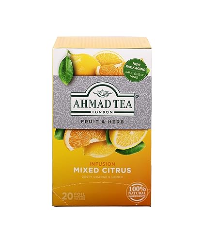 Ahmad Tea - Mixed Citrus - Früchtetee mit Orangen und Zitronengeschmack - Einzeln Verpackte, Aromaversiegelte Teebeutel mit 2g Tee pro Portion - 20 Teebeutel mit Band von Ahmad Tea