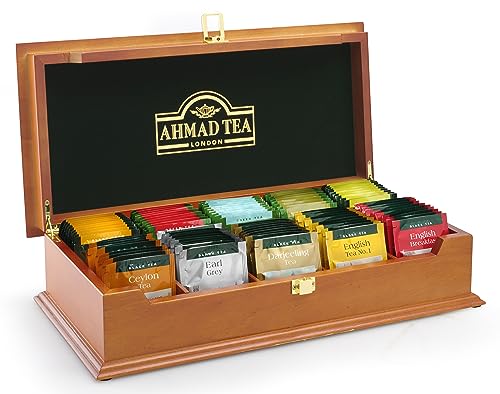 Ahmad Tea - Prime Selection - Holzbox mit Schwarztee-Mix - 10 Sorten - Einzeln verpackt und aromaversiegelt - 100 Teebeutel - Geschenkbox von Ahmad Tea