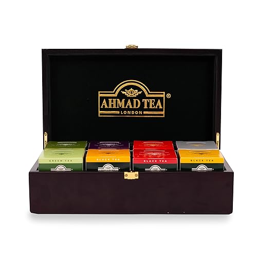 Ahmad Tea - Tea Keeper | Teebox - Dekorative Aufbewahrungsbox aus Holz mit 8 x 10 Teebeutel von Ahmad Tea