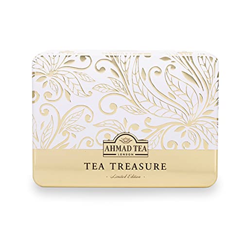 Ahmad Tea - Tea Treasure - Geschenkdose mit Schwarz- und Grüntees - Earl Grey, English Tea No 1, English Breakfast, Jasmin, Minze, Grüner Tee - Einzeln verpackt und aromaversiegelt - 60 Teebeutel von Ahmad Tea