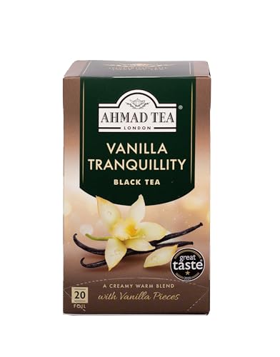 Ahmad Tea - Vanilla Tranquility - Schwarztee mit Vanille - Einzeln Verpackte, Aromaversiegelte Teebeutel mit 2g Tee pro Portion - 20 Teebeutel mit Band von Ahmad Tea