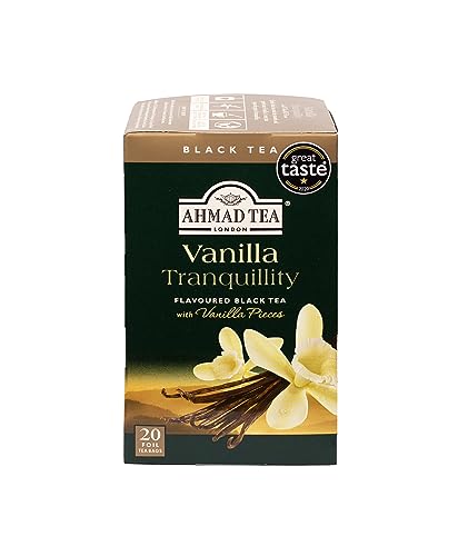 Ahmad Tea - Vanilla Tranquility - Schwarztee mit Vanille - Einzeln Verpackte, Aromaversiegelte Teebeutel mit 2g Tee pro Portion - 20 Teebeutel mit Band von Ahmad Tea