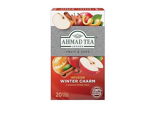 Ahmad Tea - Winter Charm - Früchte- und Kräutertee - Orange, Apfel, Zimt, Nelken, Hibiskus und Süßholz - Einzeln Verpackte, Aromaversiegelte Teebeutel mit 2g Tee pro Portion - 20 Teebeutel mit Band Ahmad Tea - Winter Charm - Früchte- und Kräutertee - Orange, Apfel, Zimt, Nelken, Hibiskus und Süßholz - Einzeln Verpackte, Aromaversiegelte Teebeutel mit 2g Tee pro Portion - 20 Teebeutel mit Band von Ahmad Tea
