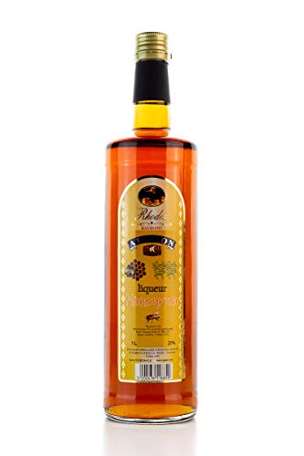 Honig & Rum Likör 1 Liter Flasche Honiglikör 21% Vol. Honigrum Liquer aus Rhodos Griechenland von Aigaion