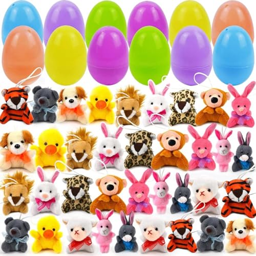 12/24/36 Stück Gefüllte Ostereier Mit Plüsch Schlüsselanhänger, Gefüllte Ostereier Spielzeug Mit Plüschtieren, Ostern Animal Plüschkorbfüller Für Kinder Jagd Spiel, Osterdekorationen, Goodie -Bag von Aizuoni