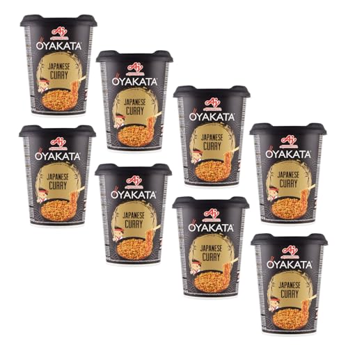 Oyakata® | Instant-Topf mit Soße und Nudeln | Instantnudeln mit Currygeschmack - 8 x 90 Gr | Japanische Currynudeln von Ajinomoto