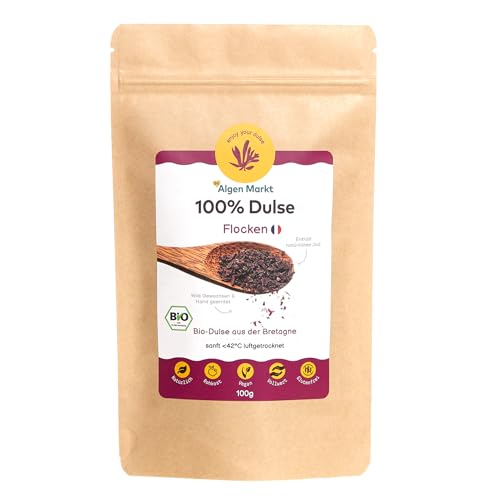Bio Dulse Flocken 100 g I Ökologisch Wild Geerntet in der Bretagne Frankreich, voller Nährstoffe, Vitalstoffe, vegane ernährung, Rohkost glutenfrei, Ideal als Salz ersatz und Jod Quelle - Algen Markt Bio Dulse Flocken 100 g I Ökologisch Wild Geerntet in der Bretagne Frankreich, voller Nährstoffe, Vitalstoffe, vegane ernährung, Rohkost glutenfrei, Ideal als Salz ersatz und Jod Quelle - Algen Markt von Akal Food