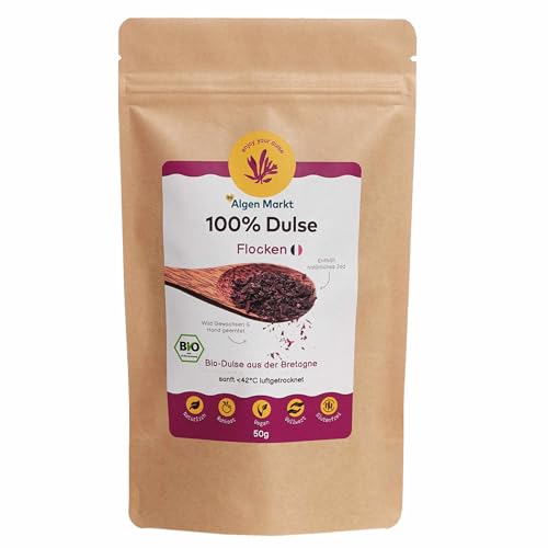 Bio Dulse Flocken 50 g I Ökologisch Wild Geerntet in der Bretagne Frankreich, voller Nährstoffe, Vitalstoffe, vegane ernährung, Rohkost glutenfrei, Ideal als Salz ersatz und Jod Quelle - Algen Markt Bio Dulse Flocken 50 g I Ökologisch Wild Geerntet in der Bretagne Frankreich, voller Nährstoffe, Vitalstoffe, vegane ernährung, Rohkost glutenfrei, Ideal als Salz ersatz und Jod Quelle - Algen Markt von Akal Food