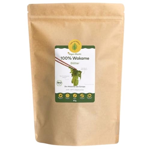 Bio Wakame Blätter 80g I ökologisch Wild geerntet in Galicien, Spanien, voller Nährstoffe, Vitalstoffe, vegane Ernährung, Rohkost glutenfrei, Ideal als Salz Ersatz und Jod Quelle – Algen Markt Bio Wakame Blätter 80g I ökologisch Wild geerntet in Galicien, Spanien, voller Nährstoffe, Vitalstoffe, vegane Ernährung, Rohkost glutenfrei, Ideal als Salz Ersatz und Jod Quelle – Algen Markt von Akal Food