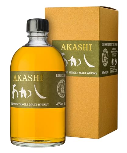 Akashi | Japanese Single Malt Whisky | Gereift in Bourbon Fässern | Vanille-, Malz-, Leder- und Roter Apfel Aromen | 46% Vol. | 0,5 Liter von Akashi