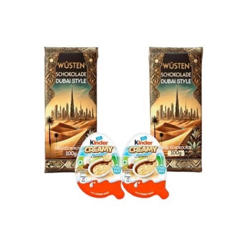 Wüstenschokolade weiß & Milch + 2x Kinder Creamy – süßer Genuss zum Naschen und Verschenken von Al Duchan