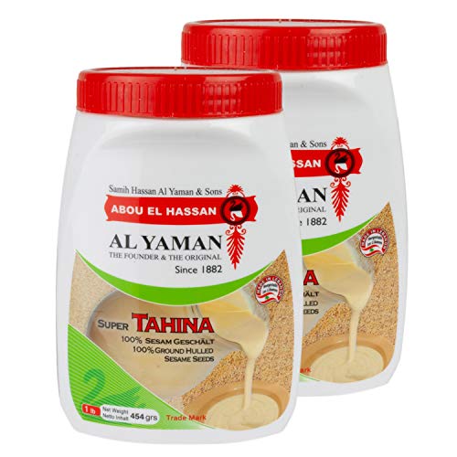 Al Yaman - Tahine Arabische Sesampaste - Orientalische Tahini aus fein gemahlenen Sesamkörnern im 2er Set á 454 g Packung von Al Yaman