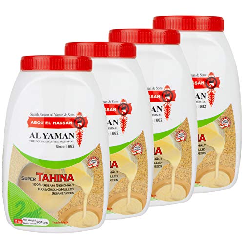 Al Yaman - Tahine Arabische Sesampaste - Orientalische Tahini aus fein gemahlenen Sesamkörnern im 4er Set á 907 g Packung von Al Yaman