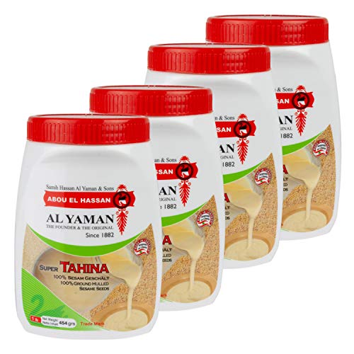 Al Yaman - Tahine Arabische Sesampaste - Orientalische Tahini aus fein gemahlenen Sesamkörnern im 4er Set á 454 g Packung von Al Yaman