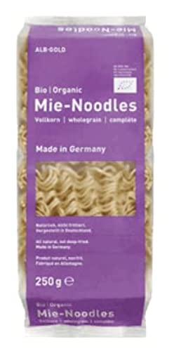 ALB-GOLD Bio Mie-Noodles Vollkorn I Vollkornmehl aus ökologischer Landwirtschaft I 250g Beutel I Hergestellt in Deutschland von Alb Gold