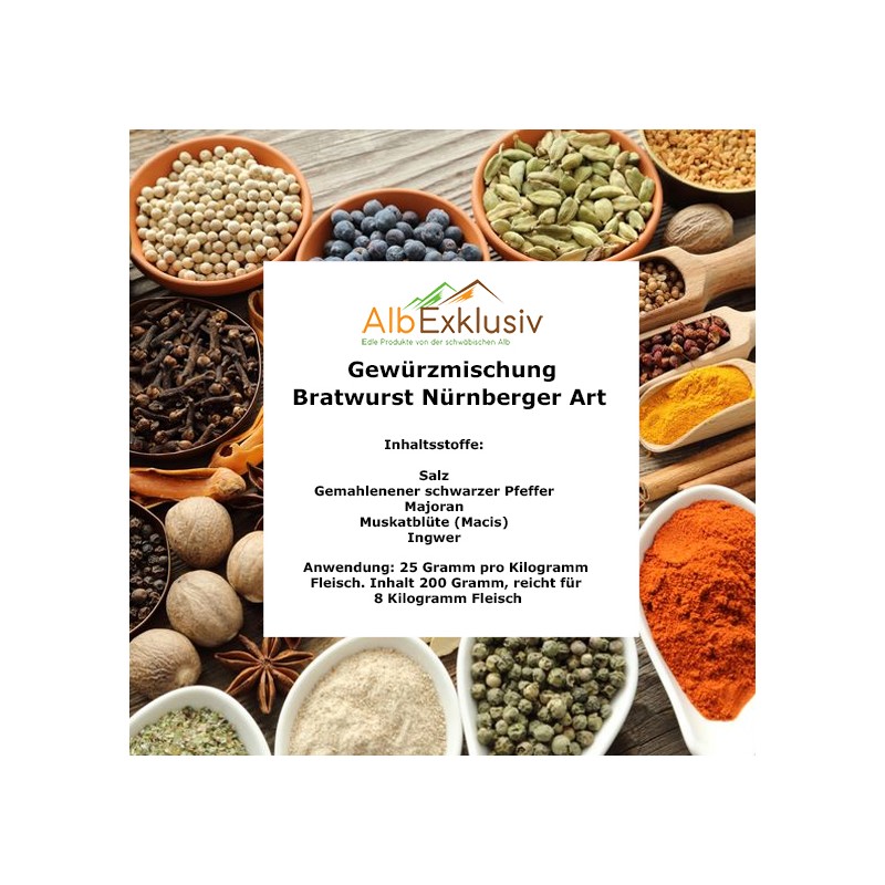 Gew?rzmischung Bratwurst N?rnberger Art, N?rnberger Rostbratwurst Gew?rzmischung Bratwurst N?rnberger Art, N?rnberger Rostbratwurst von AlbExklusiv