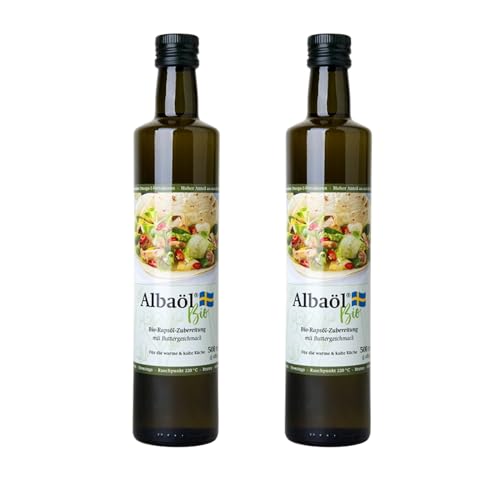ALBAÖL BIO – schwedische Rapsöl-Zubereitung mit Buttergeschmack in Bio-Qualität in der 500 ml Flasche I vielseitig einsetzbar - in der warmen wie in der kalten Küche (2 x 500 ml) von Albaöl