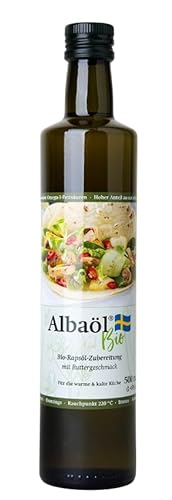 ALBAÖL BIO – schwedische Rapsöl-Zubereitung mit Buttergeschmack in Bio-Qualität in der 500 ml Flasche I vielseitig einsetzbar - in der warmen wie in der kalten Küche (500ml) von Albaöl