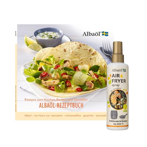 Albaöl - Rezeptbuch "Rezepte zum Kochen, Backen und Genießen" + Air Fryer Spray, 190 ml Flasche I Geeignet für alle Heißluftfritteusen und andere Kochanforderungen bei Temperaturen bis zu 250°C Albaöl - Rezeptbuch "Rezepte zum Kochen, Backen und Genießen" + Air Fryer Spray, 190 ml Flasche I Geeignet für alle Heißluftfritteusen und andere Kochanforderungen bei Temperaturen bis zu 250°C von Albaöl