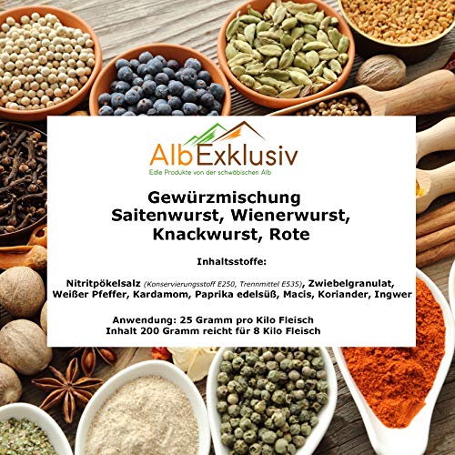 Gewürzmischung Saitenwurst, Wienerwurst, Knackwurst, Rote Wurst mit Nitripökelsalz von Albexklusiv